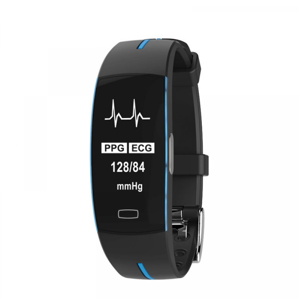 Unisex Blood Pressure Smart Watch with Heart Rate Monitor in black/red. Sleek design, ideal for health tracking and alerts.