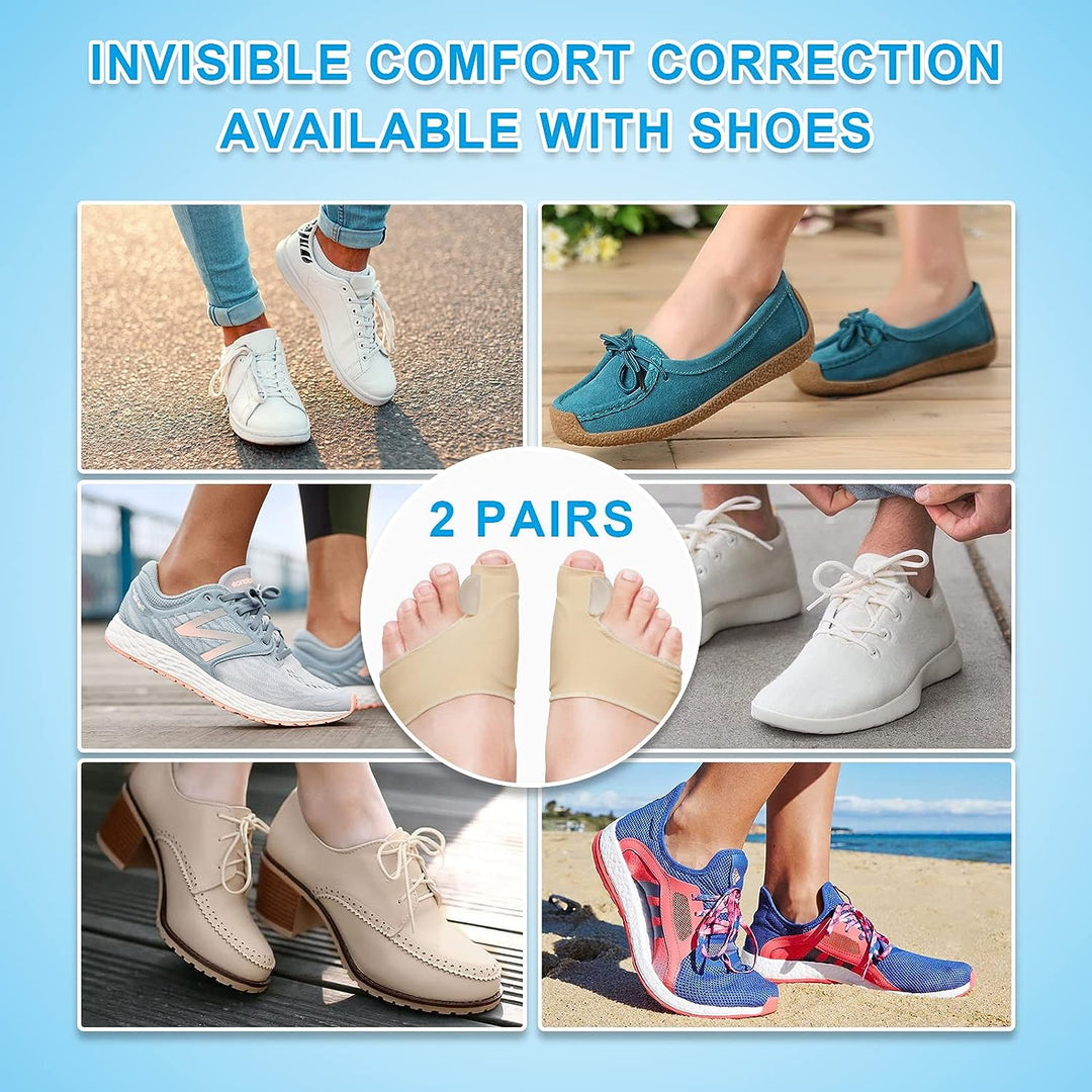 "Unisex bunion relief silicone corrector with gel padding, offers pain relief and toe alignment with durable medical grade si