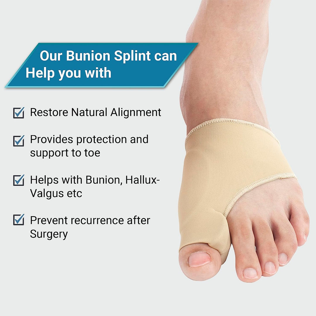 "Unisex bunion relief silicone corrector with gel padding, offers pain relief and toe alignment with durable medical grade si