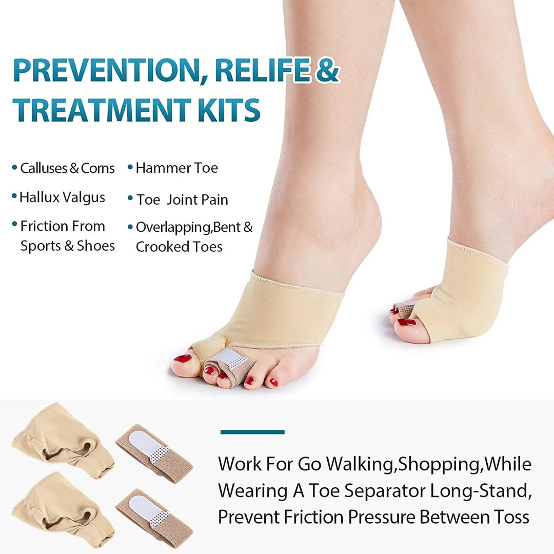 "Unisex bunion relief silicone corrector with gel padding, offers pain relief and toe alignment with durable medical grade si