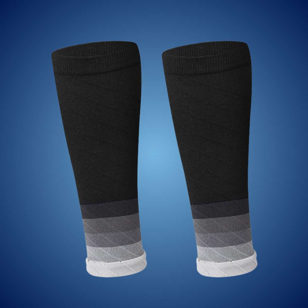 "Unisex calf compression sleeves in sleek design for enhanced circulation, available in various colors for pain relief and co