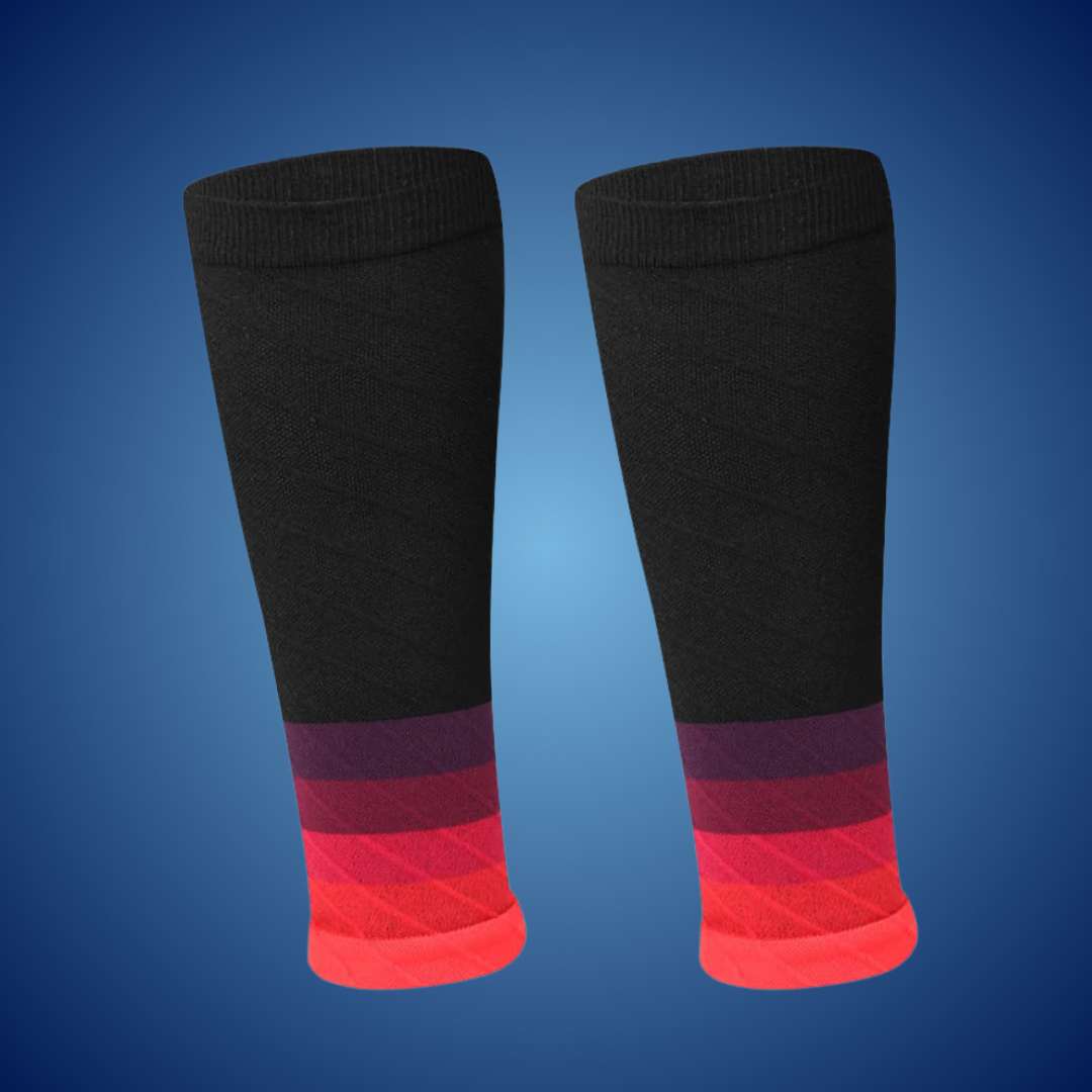 "Unisex calf compression sleeves in sleek design for enhanced circulation, available in various colors for pain relief and co