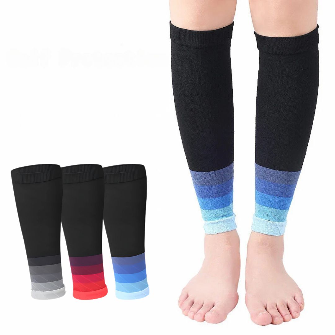 "Unisex calf compression sleeves in sleek design for enhanced circulation, available in various colors for pain relief and co