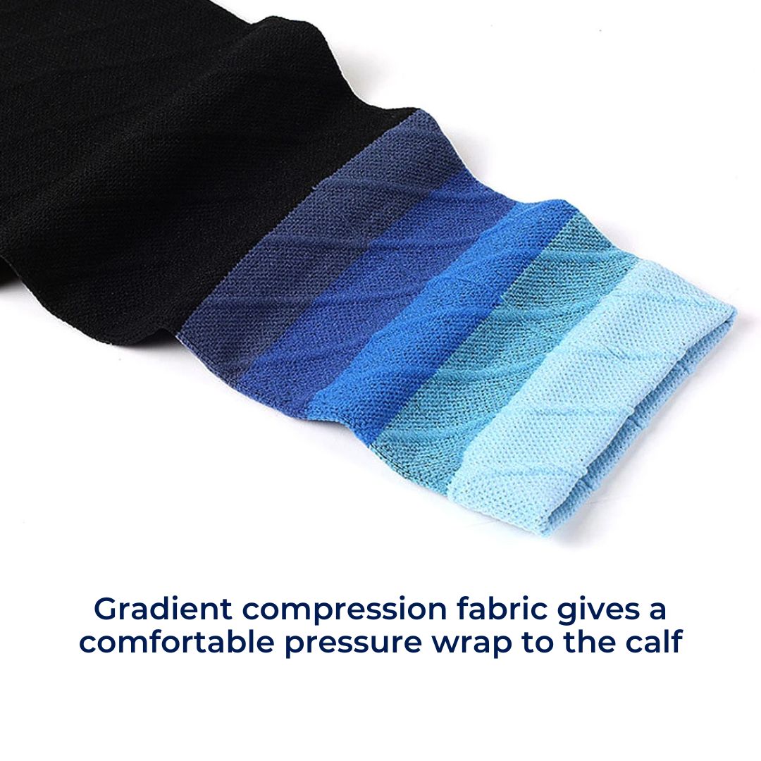 "Unisex calf compression sleeves in sleek design for enhanced circulation, available in various colors for pain relief and co