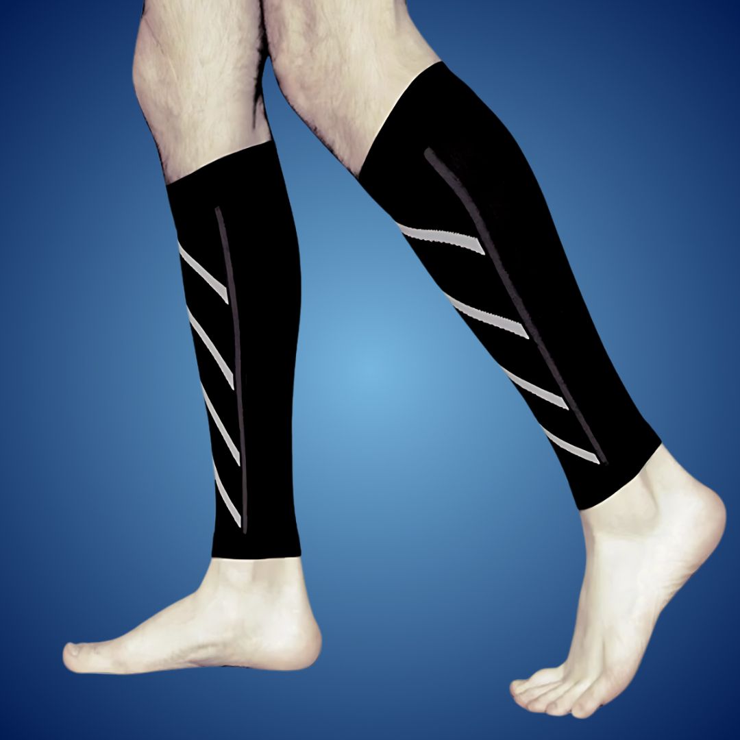 "Unisex calf compression sleeves in sleek design for enhanced circulation, available in various colors for pain relief and co