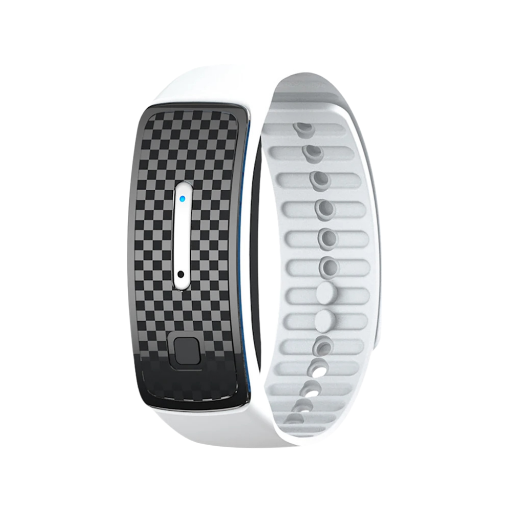 "Unisex eco-friendly mosquito repellent bracelet in black, adjustable strap, sleek design, effective outdoor protection."