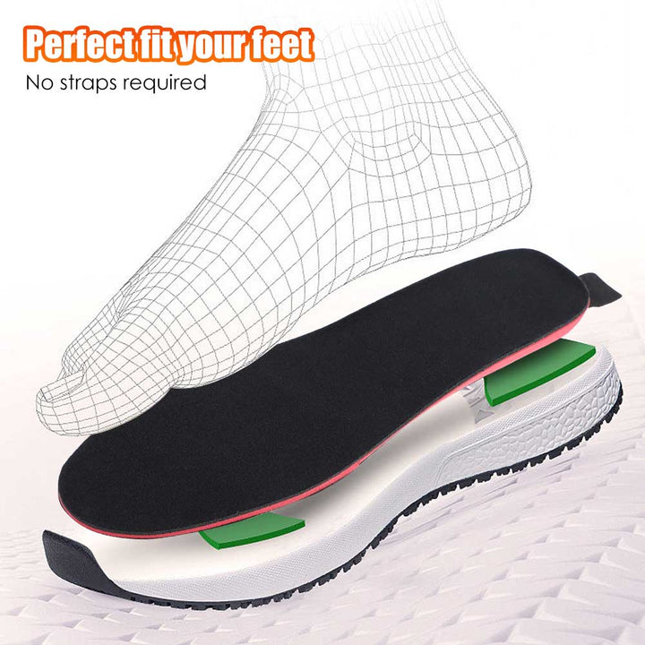 "Unisex electric warming foot insoles, sleek design, ideal for cold weather adventures, remote-controlled heat settings."