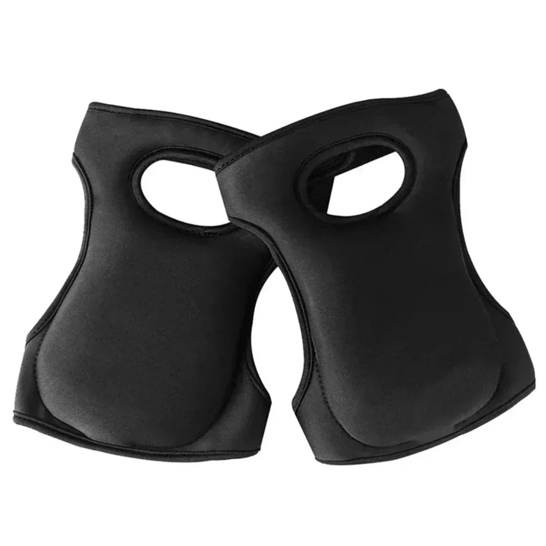 Unisex ergonomic gardening knee pads with thick cushioning on green grass, offering comfort and support for kneeling tasks.