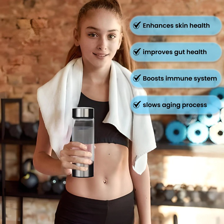 "Unisex Hydrogen Water Bottle - Sleek ergonomic design, antioxidant infuser for wellness, health boost with portable use."