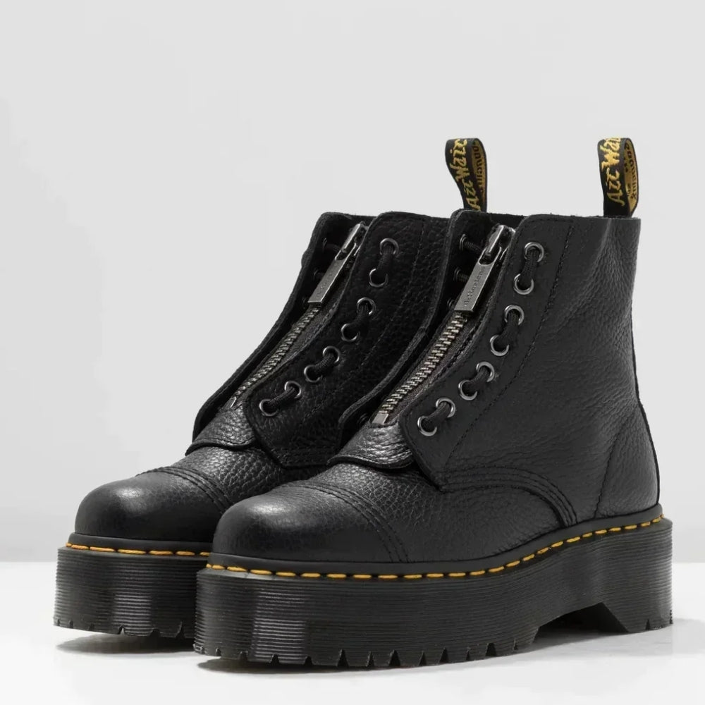 Unisex leather heeled boots, sleek design, premium leather, comfortable heel, all-day wear, fashion and comfort blend.