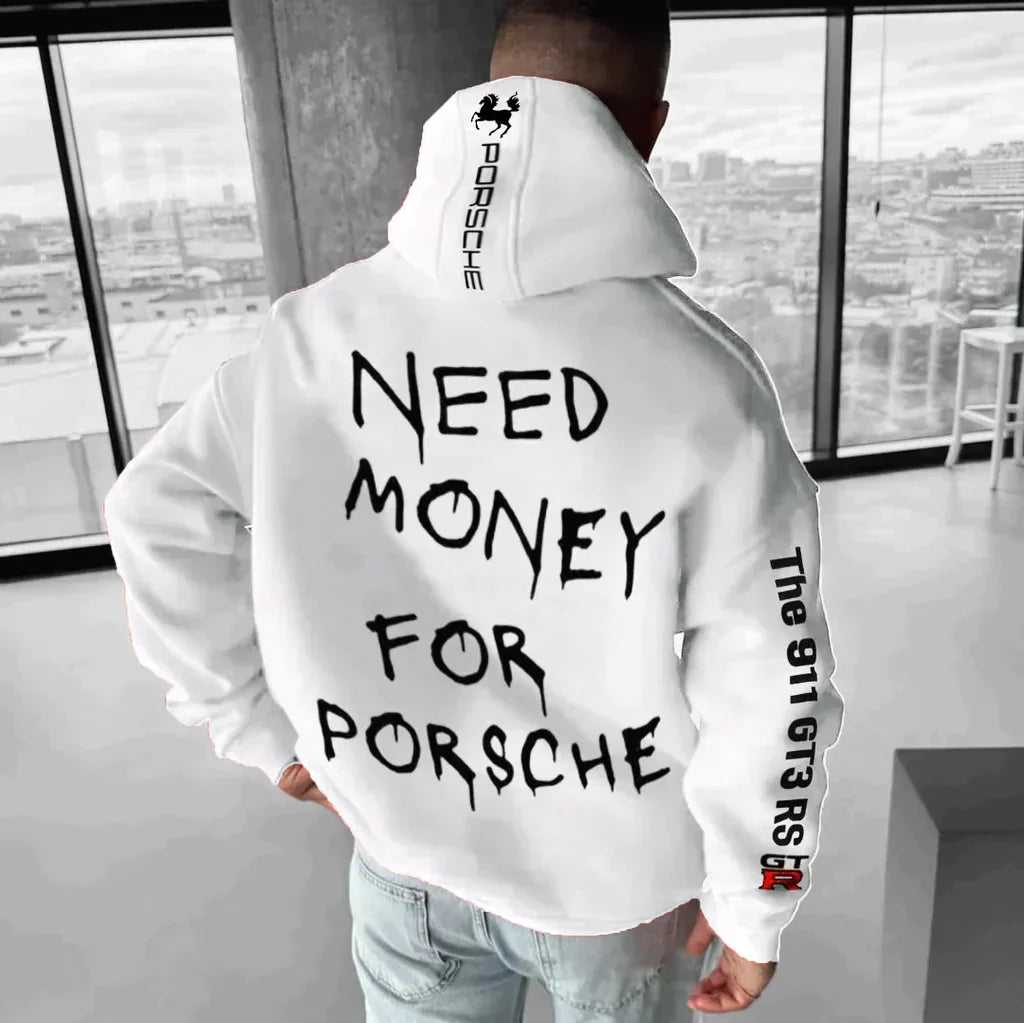 "Unisex oversized racing hoodie with bold accents, relaxed fit, and sporty design for all-day comfort and style."