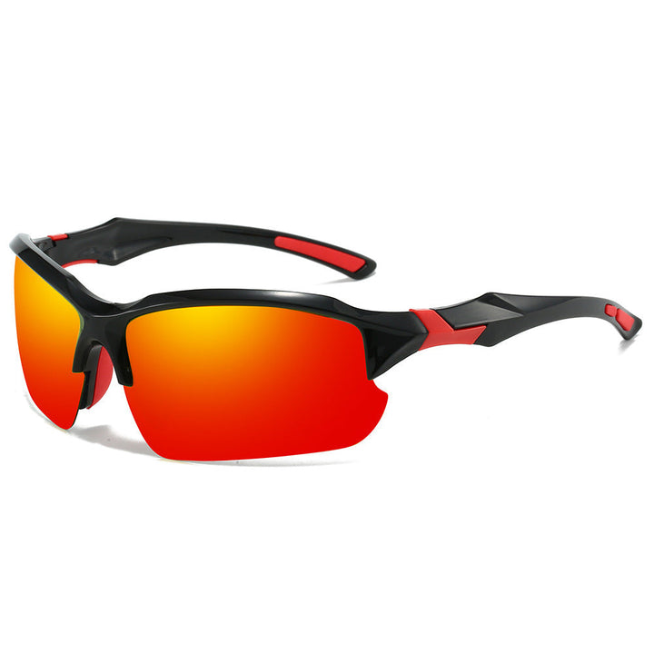 "Unisex polarized sports sunglasses with UV400 protection, lightweight frame, and anti-slip nose pads for outdoor activities.