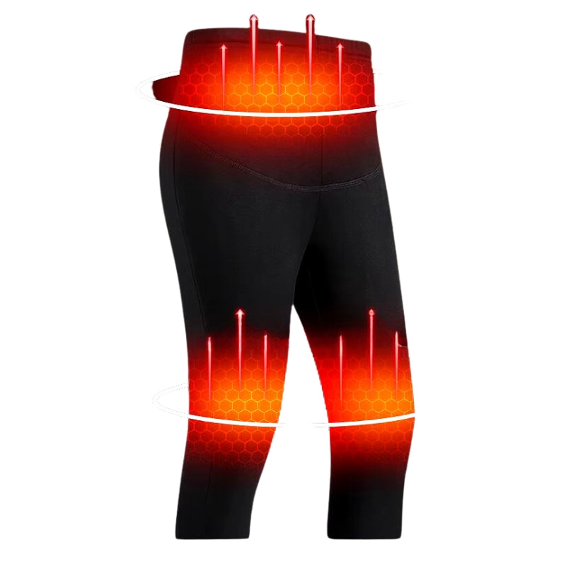 "Unisex rechargeable heated thermal underwear, winter base layer, sleek fit, black color, for outdoor activities."