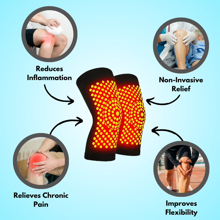 Unisex thermal knee sleeves, black elastic fabric, offering support and comfort, ideal for sports and daily activities.