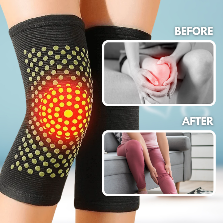 Unisex thermal knee sleeves, black elastic fabric, offering support and comfort, ideal for sports and daily activities.