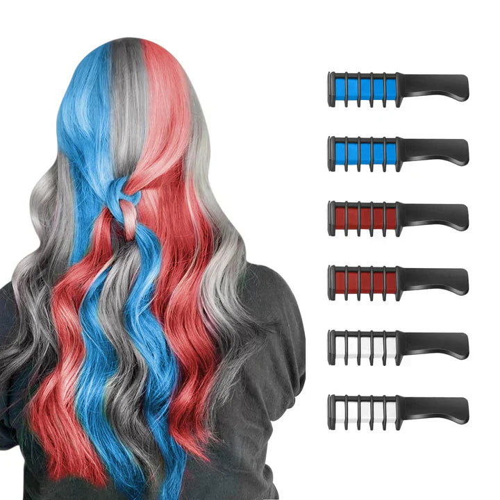 Unisex vibrant temporary hair chalk sticks in bold, blendable colors for safe, washable application on various hair types.
