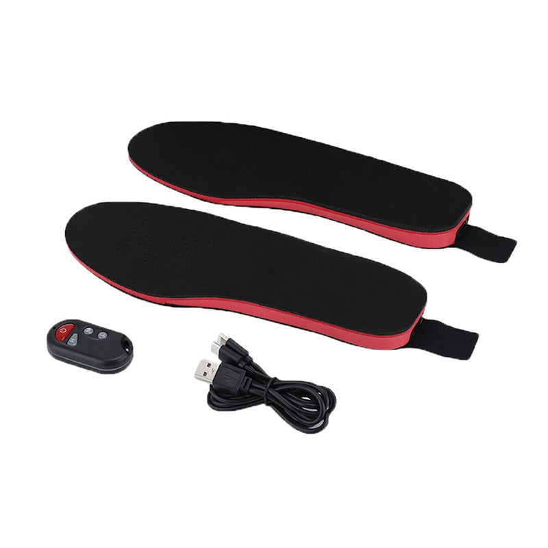 "Unisex wireless heated insoles with remote control, sleek design, flexible, rechargeable, perfect for cold weather activitie