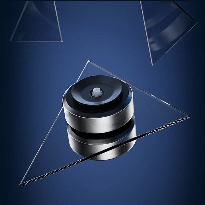 "Universal magnetic car phone holder with suction base, sleek black design, strong grip, adjustable for optimal view."