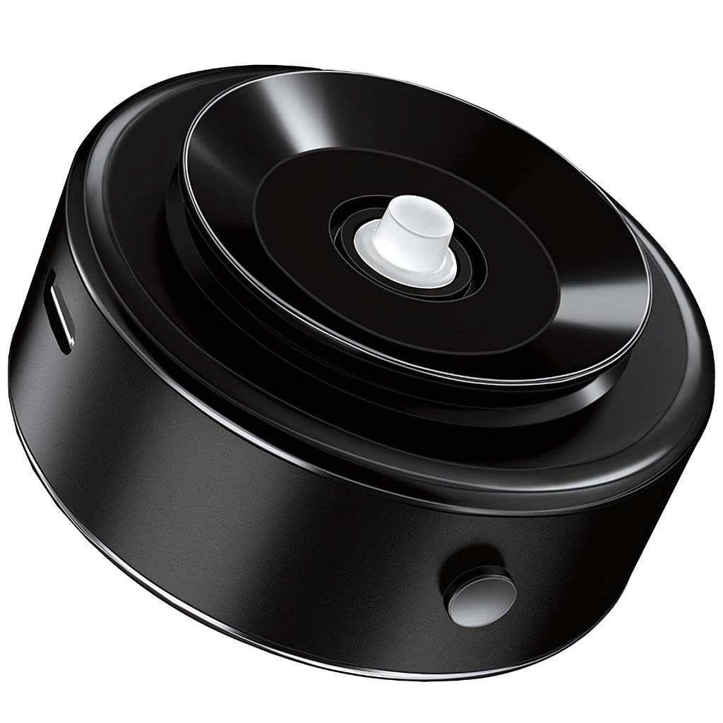 "Universal magnetic car phone holder with suction base, sleek black design, strong grip, adjustable for optimal view."