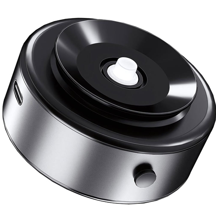 "Universal magnetic car phone holder with suction base, sleek black design, strong grip, adjustable for optimal view."