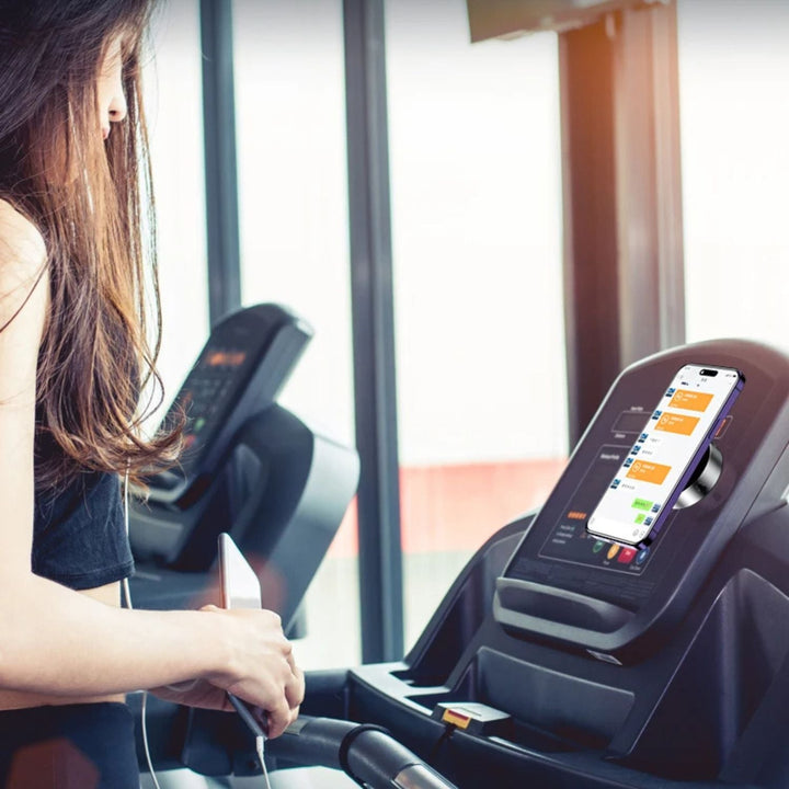 "Universal magnetic car phone holder with suction base, sleek black design, strong grip, adjustable for optimal view."