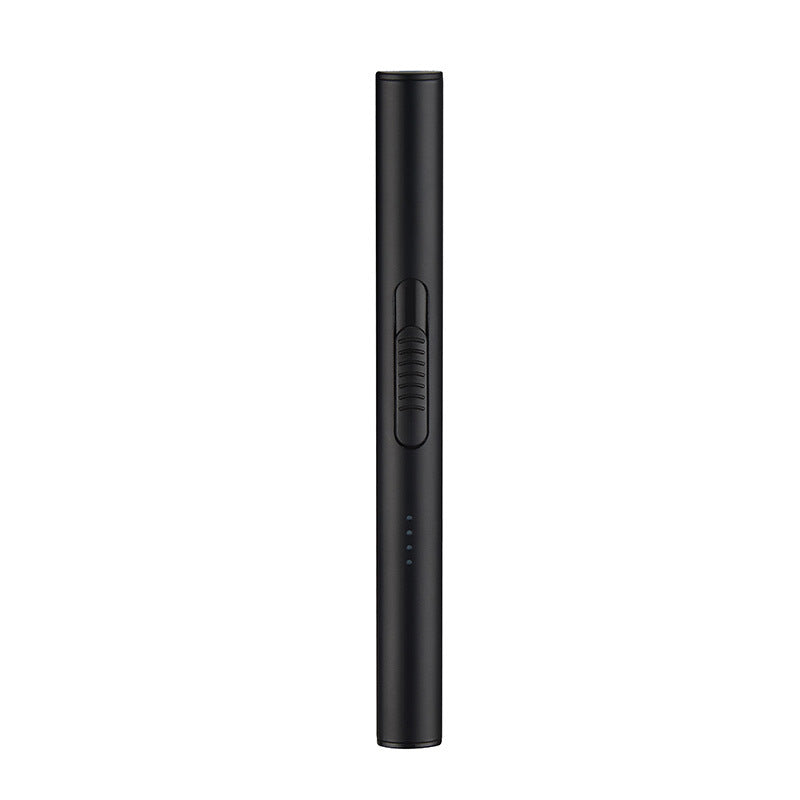 "USB rechargeable electric lighter, sleek and compact design, ideal for lighting candles and grills, windproof function."