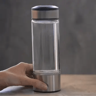 "USB rechargeable hydrogen water bottle, sleek design, enhances wellness, infuses water with molecular hydrogen, anti-inflamm