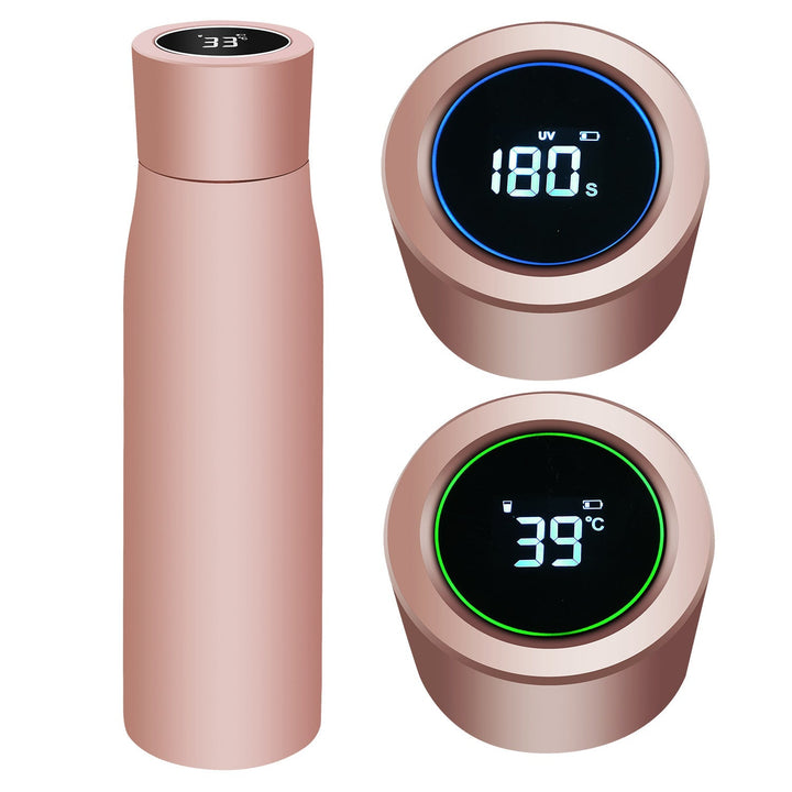 "UV Light Water Bottle with UV-C sterilization, sleek design, BPA-free, ensures germ-free hydration and easy portability."