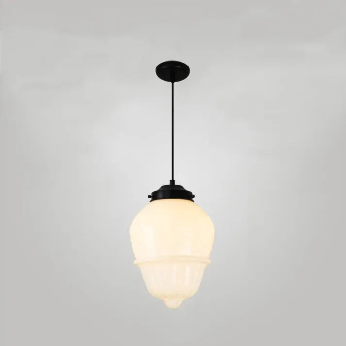 "Vintage white milk glass pendant light with geometric jar design in pristine white, perfect for various decor styles."