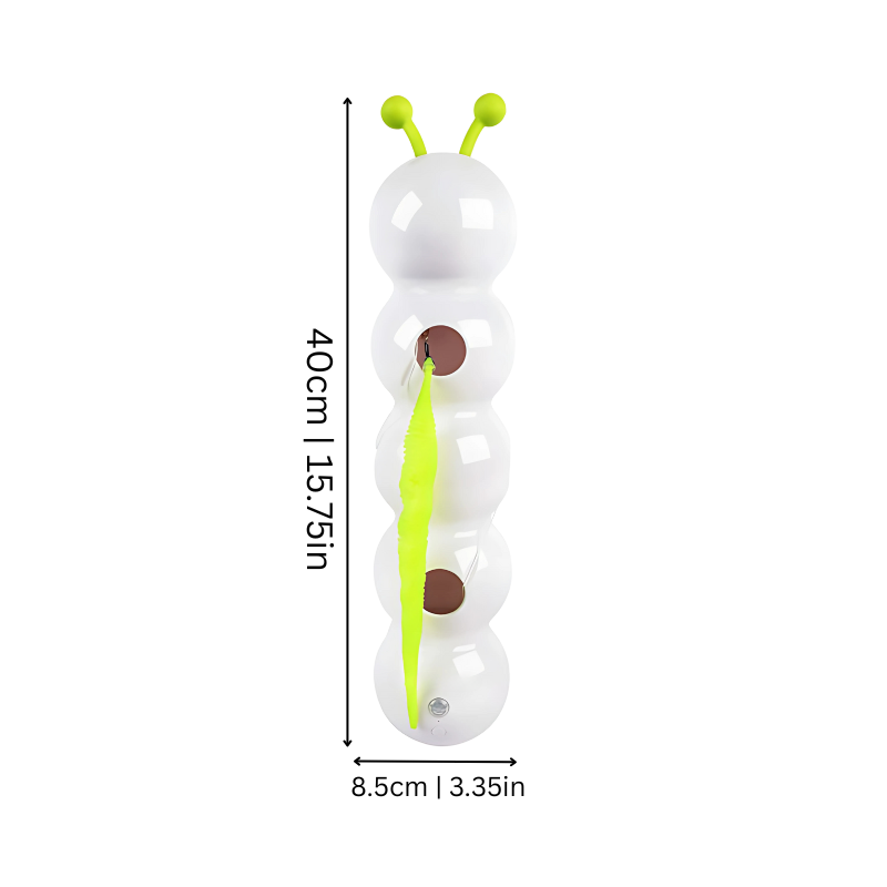 Wall-mounted cat toy with smart motion and worm-like movements, perfect for stimulating play and exercise in compact spaces.