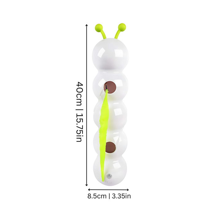 Wall-mounted cat toy with smart motion and worm-like movements, perfect for stimulating play and exercise in compact spaces.