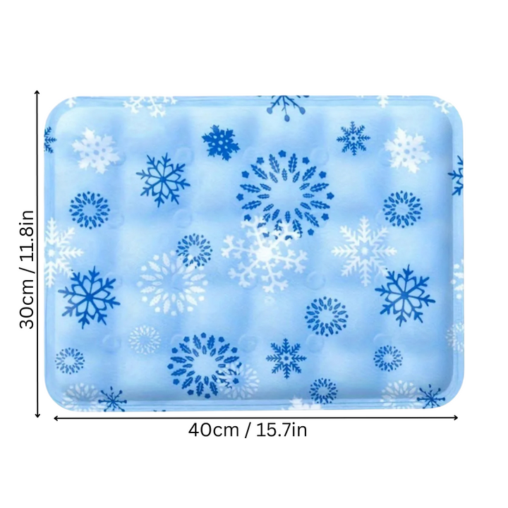 Waterproof Cooling Pet Mat for Dogs and Cats, blue mat, ideal for keeping pets cool, fits couches and crates, multiple sizes.