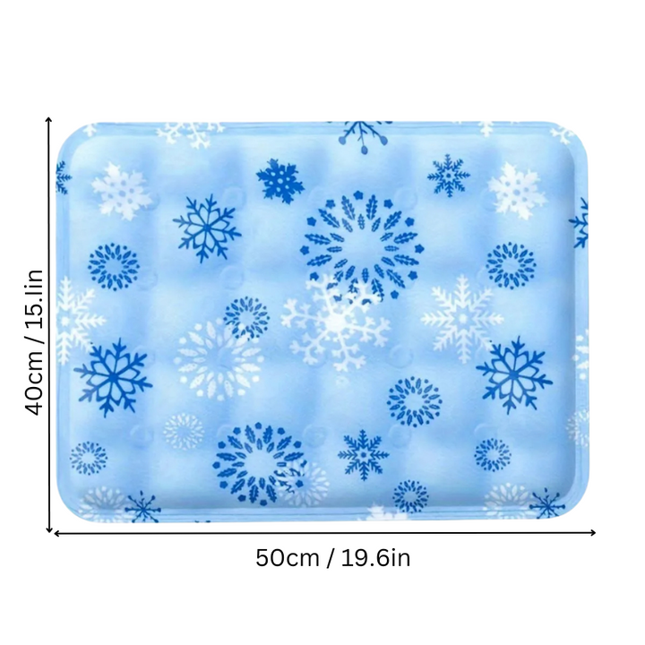 Waterproof Cooling Pet Mat for Dogs and Cats, blue mat, ideal for keeping pets cool, fits couches and crates, multiple sizes.
