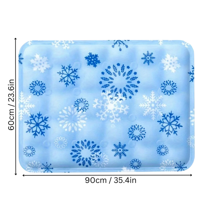 Waterproof Cooling Pet Mat for Dogs and Cats, blue mat, ideal for keeping pets cool, fits couches and crates, multiple sizes.