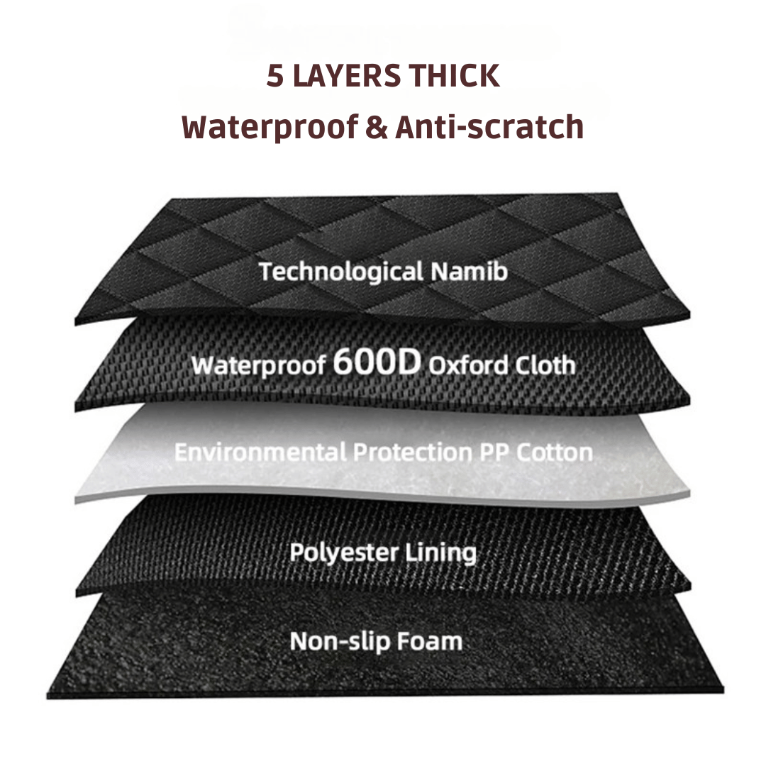"Waterproof dog car seat cover, hammock style in black; protects car from dirt, scratches; fits any backseat securely."