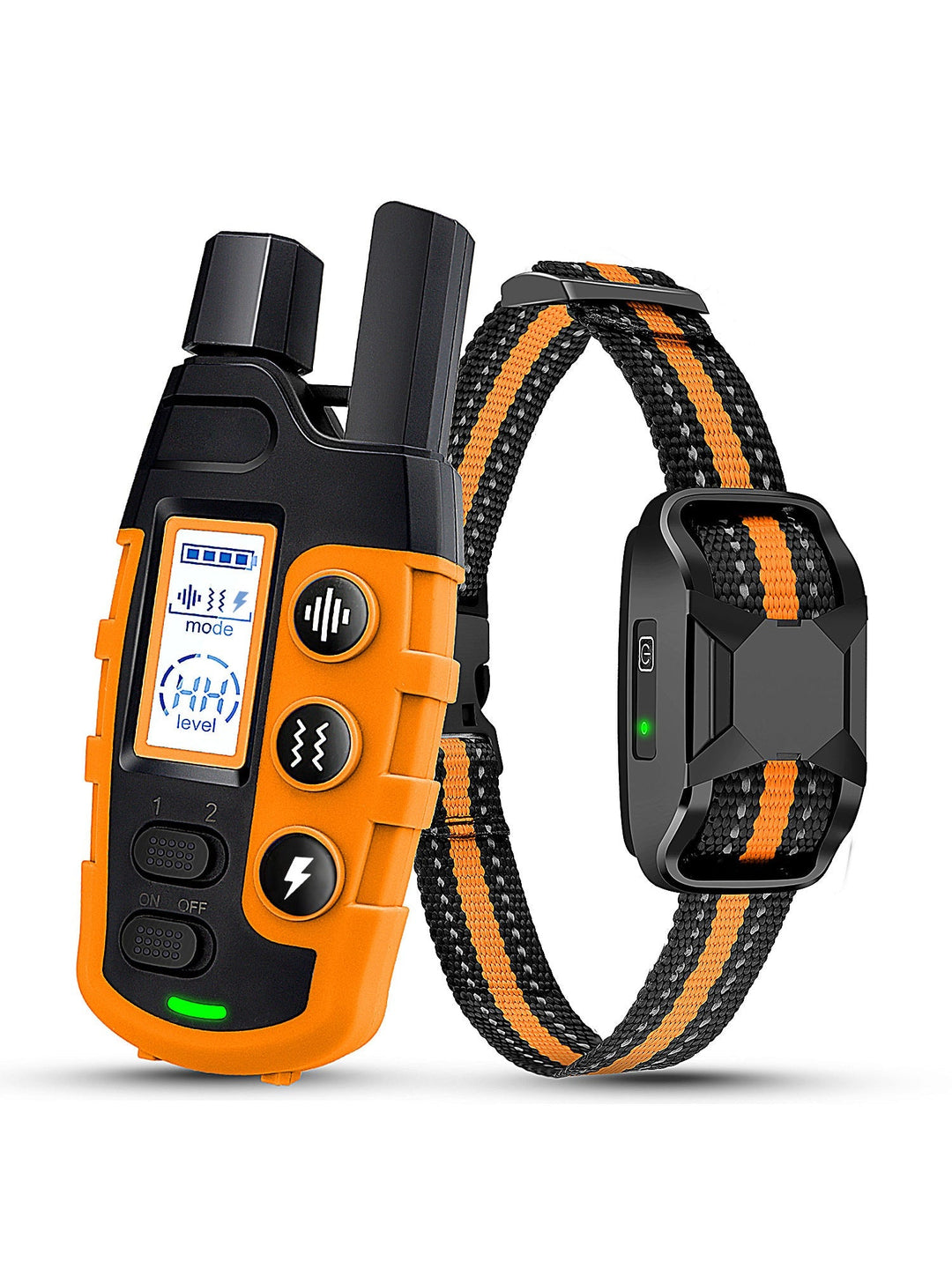 "Waterproof electronic dog training collar with 3300ft remote, featuring durable design and adjustable fit for all breeds."