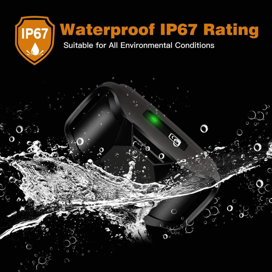 "Waterproof electronic dog training collar with 3300ft remote, featuring durable design and adjustable fit for all breeds."
