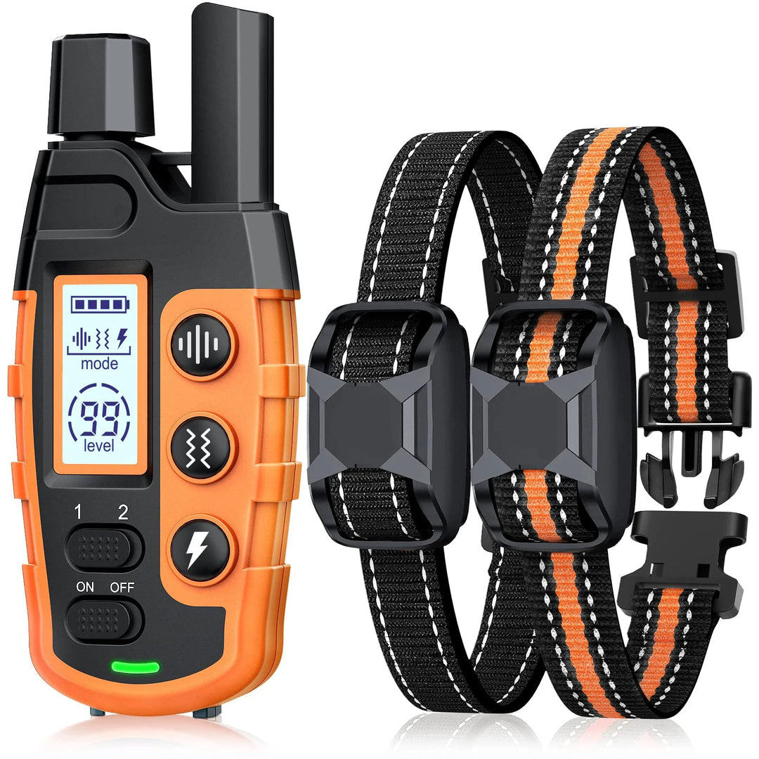 Waterproof rechargeable e-collar for dog training, black strap, remote control, fits all sizes, for outdoor use, pet supplies