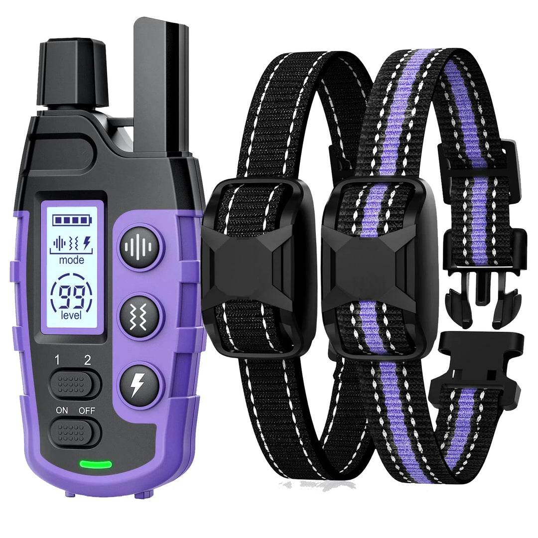 Waterproof rechargeable e-collar for dog training, black strap, remote control, fits all sizes, for outdoor use, pet supplies