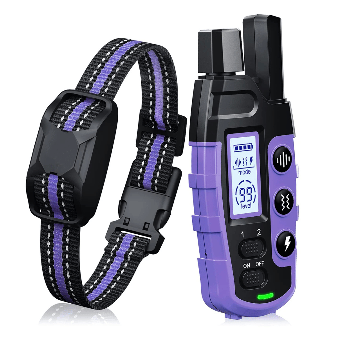 Waterproof rechargeable e-collar for dog training, black strap, remote control, fits all sizes, for outdoor use, pet supplies
