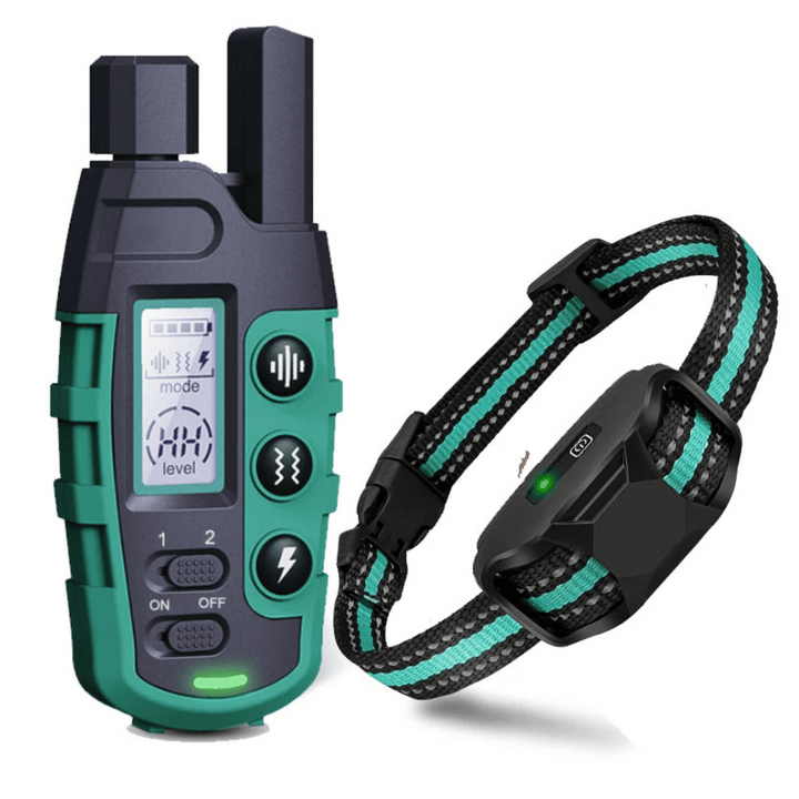 Waterproof rechargeable e-collar for dog training, black strap, remote control, fits all sizes, for outdoor use, pet supplies