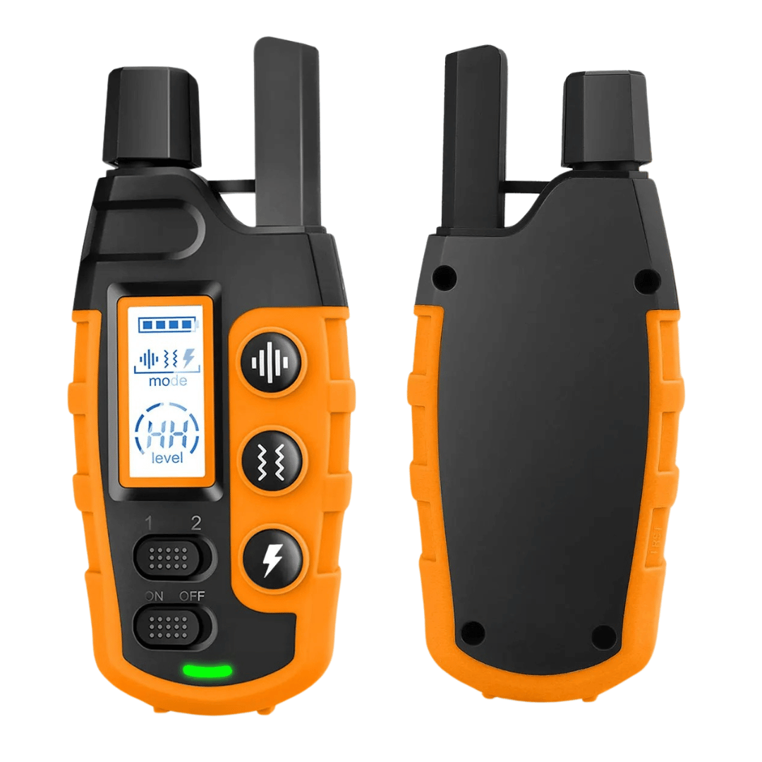 Waterproof rechargeable e-collar for dog training, black strap, remote control, fits all sizes, for outdoor use, pet supplies