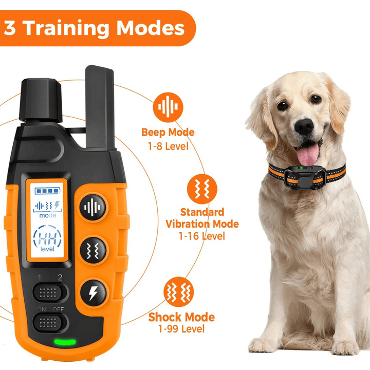 Waterproof rechargeable e-collar for dog training, black strap, remote control, fits all sizes, for outdoor use, pet supplies
