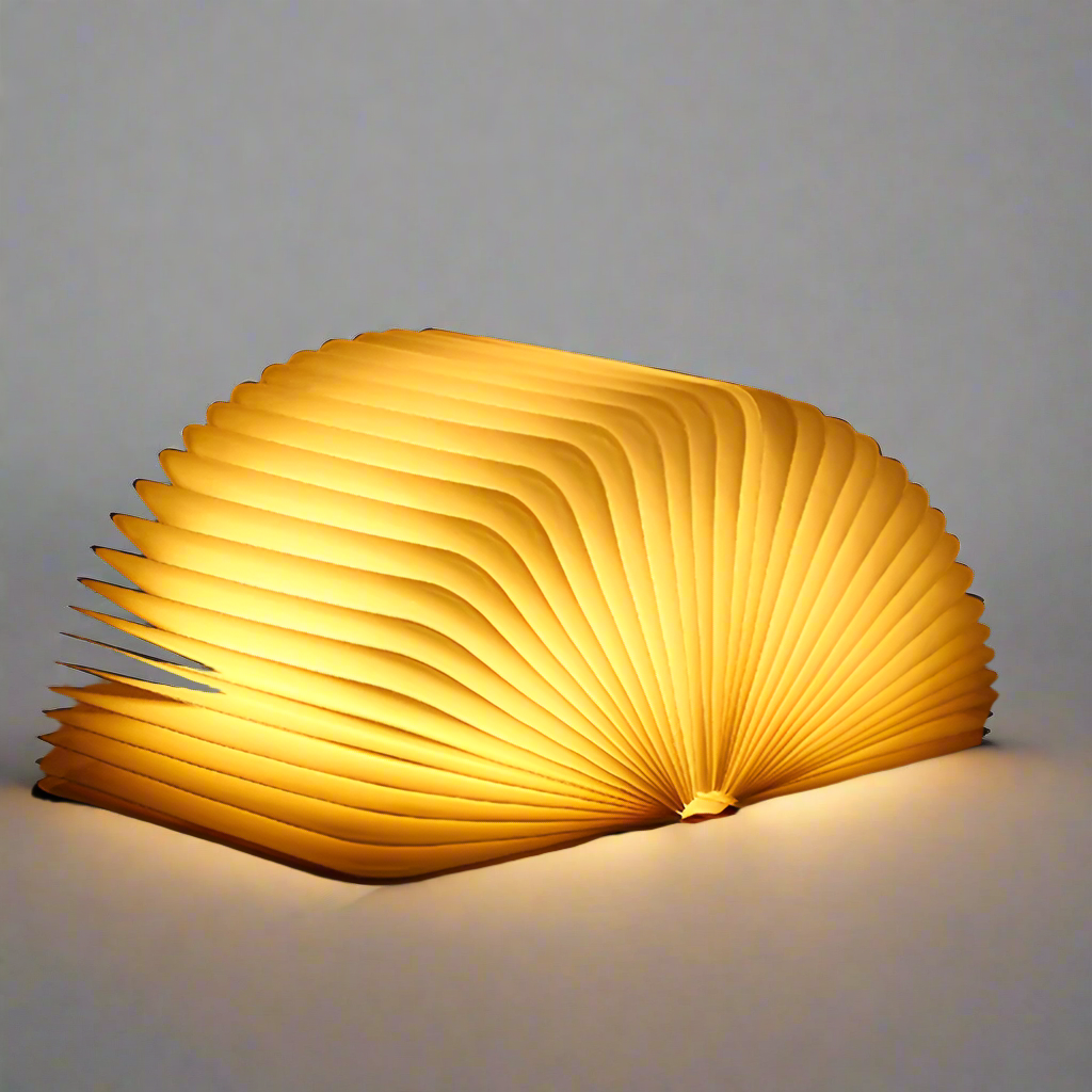 "Whimsical LED book lamp with warm glow, resembling an open book, perfect for cozy decor in bedrooms or study areas."