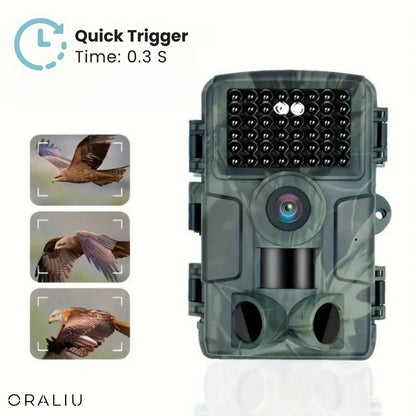 Wildlife camera with 4K video, 60MP photos, infrared night vision, weatherproof design, and app control for nature photograph