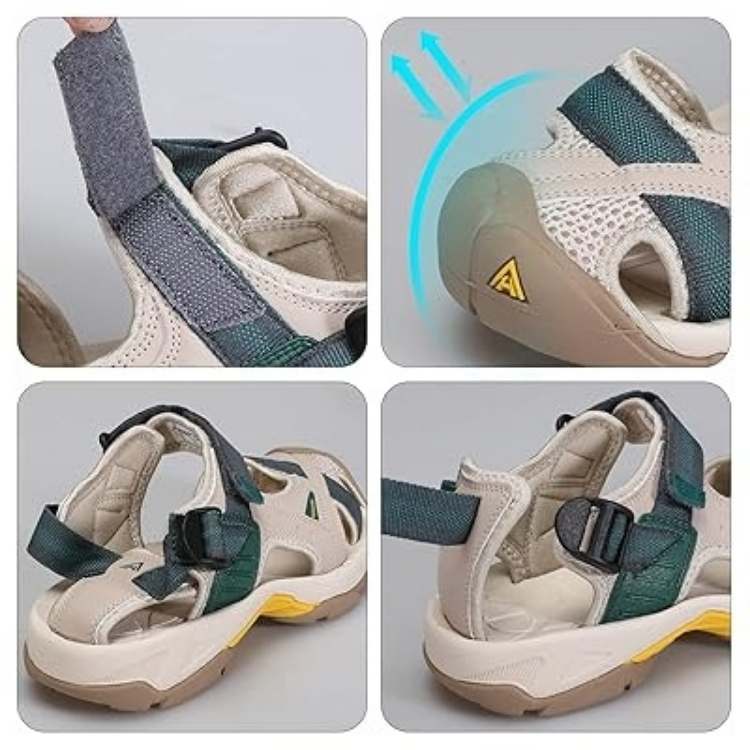 "Women's all-terrain adventure sandals, cushioned soles, lightweight, stylish, slip-resistant, perfect for outdoor use."