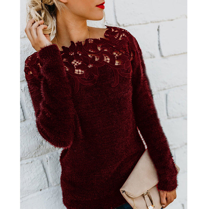 "Women's breathable floral jumper, minimalist design in soft hues, sustainable cotton blend, all-season knitwear"