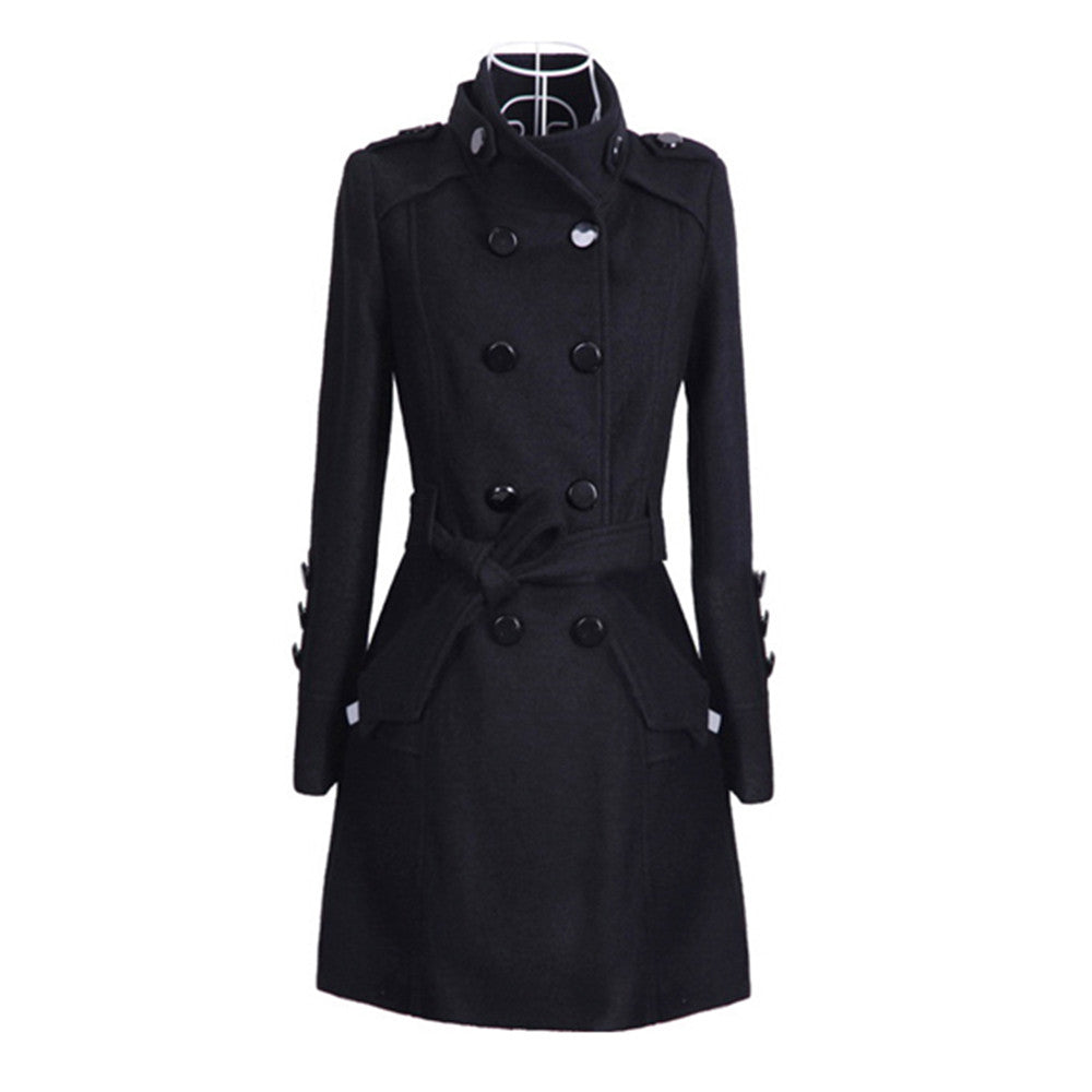 Women's chic long belted coat for autumn, featuring solid color and elegant silhouette, perfect for stylish warmth.