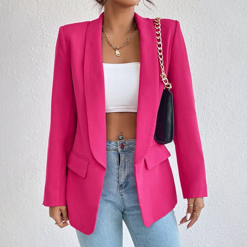 "Women's classic tailored blazer, elegant silhouette, versatile styling for business or casual, timeless appeal, formal look"