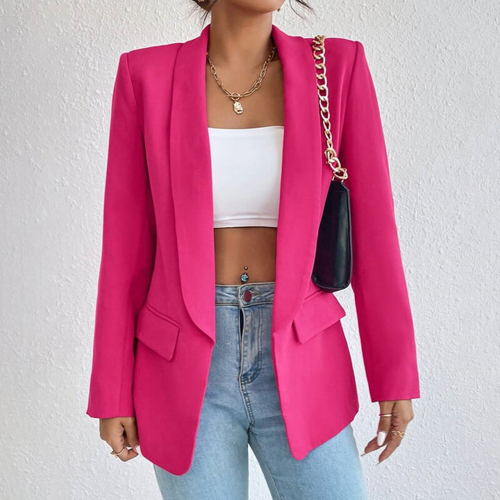 "Women's classic tailored blazer, elegant silhouette, versatile styling for business or casual, timeless appeal, formal look"